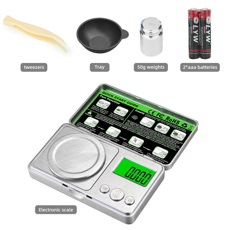 High Precision Mg Scale 100g/0.001g, Pocket Digital Milligram Scale, Small Gram Jewelry Scale, Coin Scale with 50g Calibration Weight for Gold/Silver/Gems/Powder Medicine Benechef