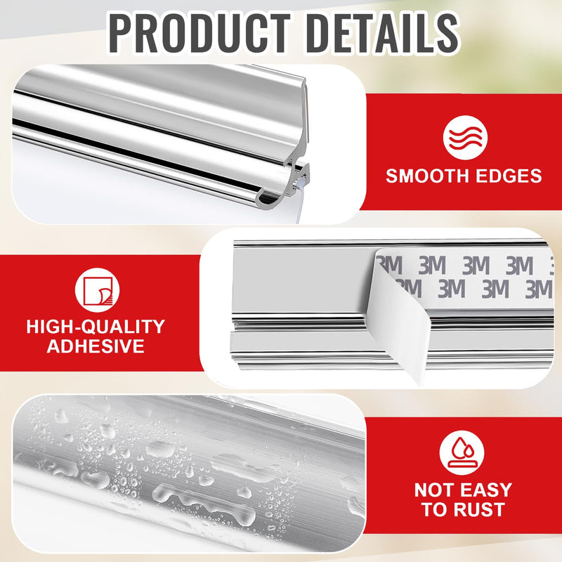 30" Chrome Framed Shower Door Replacement Drip Rail with Vinyl Sweep Door Water Deflector, Applied Mounting Tape and Screws (30Inch) 30Inch