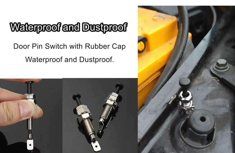 Door Pin Switch Car Auto Trunk Alarm Security Hood On Off Momentary 20A 12Vdc Universal Adjustable Bonnet Light Hood Screw 2PCS
