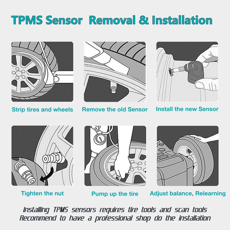 TPMS Tire Pressure Sensors 315MHz Compatible with Ford 2009-2014 F-150 2009-2018 Escape 2010-2016 Fusion & Lincoin MKS Replaces # 9L3Z-1A189-A DE8T-1A180-AA DE8T-1A150-AA（4PCS）