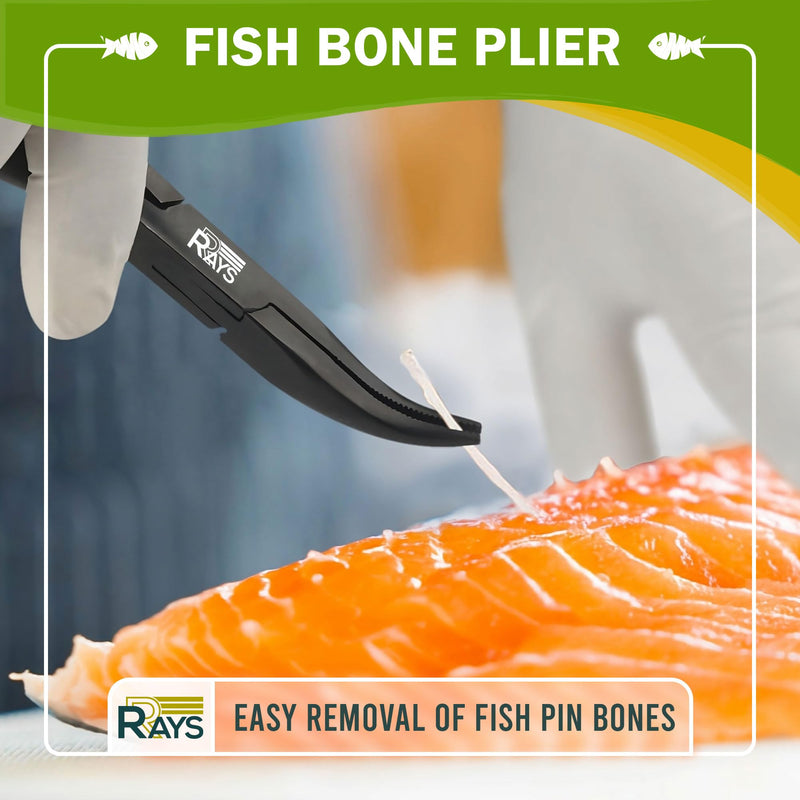Fish Bone Pliers/Tweezers – Ergonomic Non-Slip Grip, Food-Grade Stainless Steel Deboner | Pin Bone Remover for Salmon, Trout & All Fish Fish Bone Pliers/Tweezers Set
