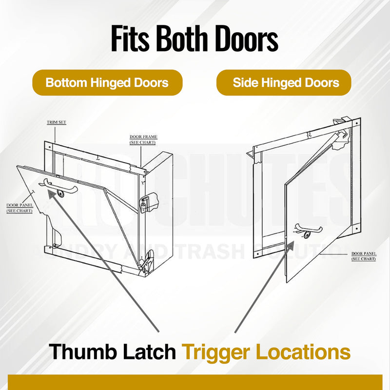 Chute Door Thumb Trigger Handle - For both Bottom and Side Hinged Trash and Laundry Stainless Steel Intake Doors. Perfect Parts for Wilkinson and Other Manufactured Hardware companies. (Chrome) Chrome