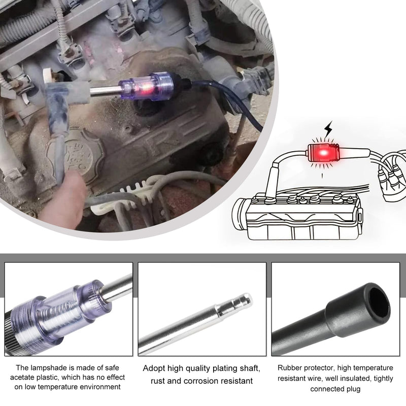 2PCS Inline Spark Plug Tester, Straight Boot Engine Ignition Coil Tester, Internal/External Engine Checker Armature Diagnostic Detector for Automobile Motorcycle Lawn Mower 2PCS