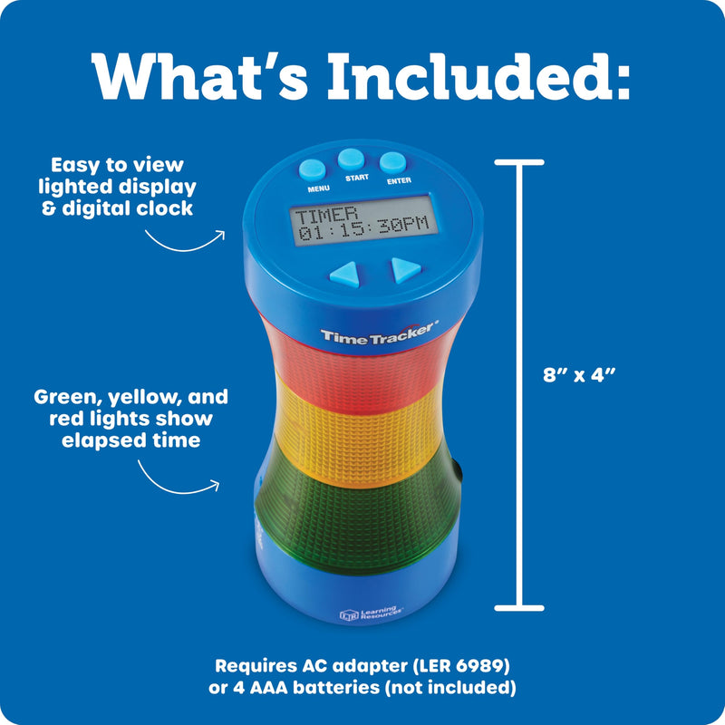 Learning Resources Time Tracker Visual Timer & Clock - 1 Piece, Classroom Tracker, Alarm Clock, Light Up Timer for Classroom, Visual Tracker 9inx4-1/4in