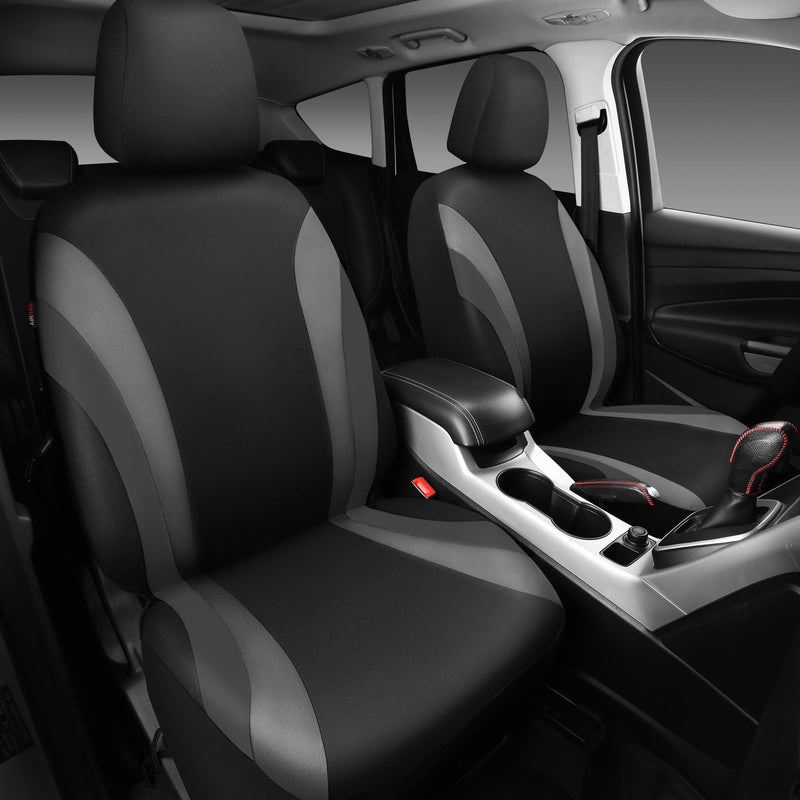 CAR PASS Line Rider Sporty Front Seat Covers,Gray Car Seat Covers Two Front Seats Only, Airbag Compatible,Universal Fit Sedans,Cars,Vans,SUV,Truck(Black and Gray) Black and Gray Two Front Seat