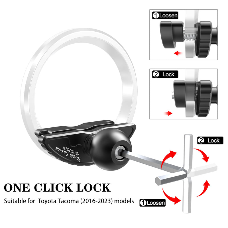 Upgraded Aluminum Vent Phone Mount for Toyota Tacoma 2016-2023 | 3rd Gen Tacoma Phone Holder | 360° Rotation | Zero Slip, Anti-Scratch | Easy to Use | Compatible with iPhone & Galaxy, More
