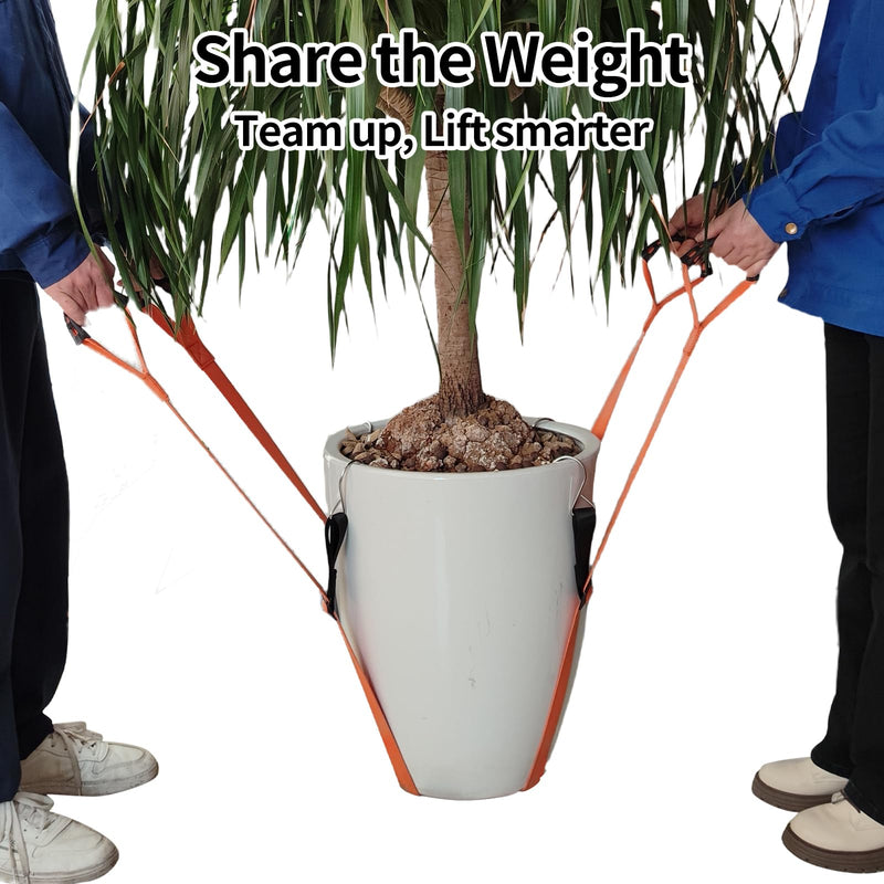 Potted Plant Mover，Plant Lifting Straps for Garden Flower Pots, Planters，Rocks, Trees，Easily Lift and Move Heavy Items Up to 250 Pounds, Large Size,Orange，Patent Pending
