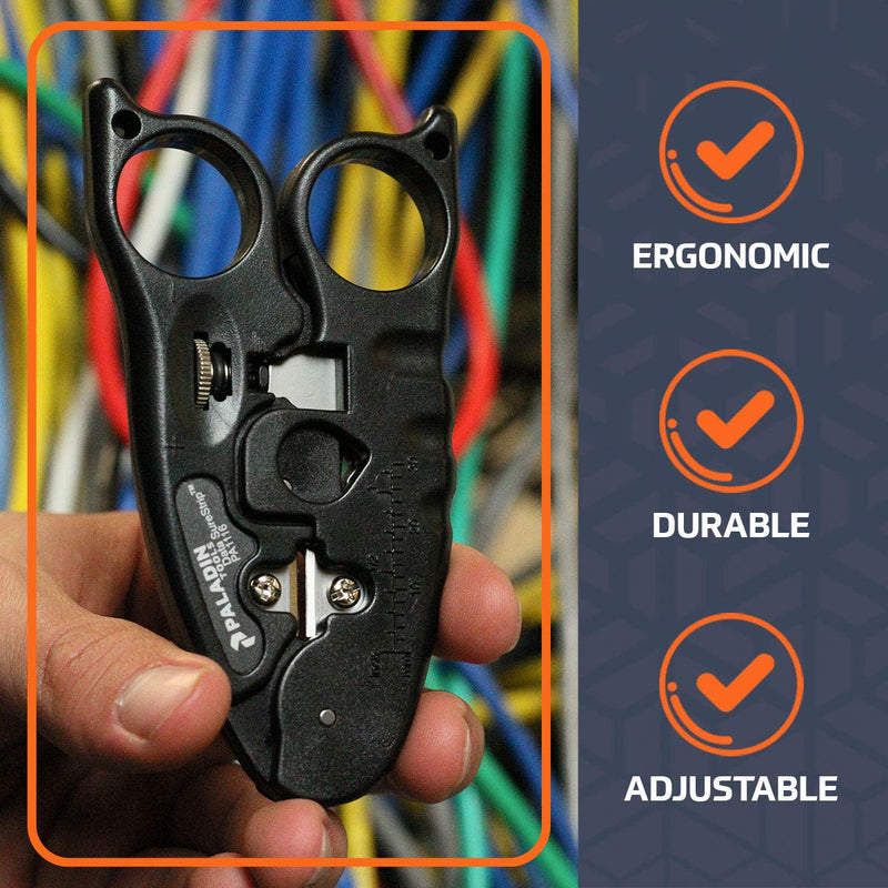 Paladin Tools PA1116 Network Cable Cutter and Wire Stripper Tool | POE Ethernet CAT3 CAT5 CAT5E CAT6 (Professional Grade)