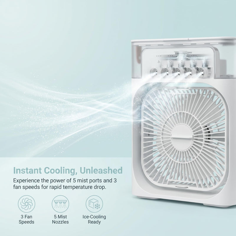 5 nozzles misting fan USB humidifier fan multifunctional spray cooling fan portable desktop mist fan-Green Green