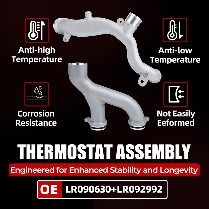 MITZONE Upgraded Coolant Pipe Water Outlet compatible with 2010-2020 Land Rover Range Rover (Sport) LR4 Discovery Range Rover Velar Jaguar XJ XF XE F-Type F-Pace 3.0L 5.0L Supercharged