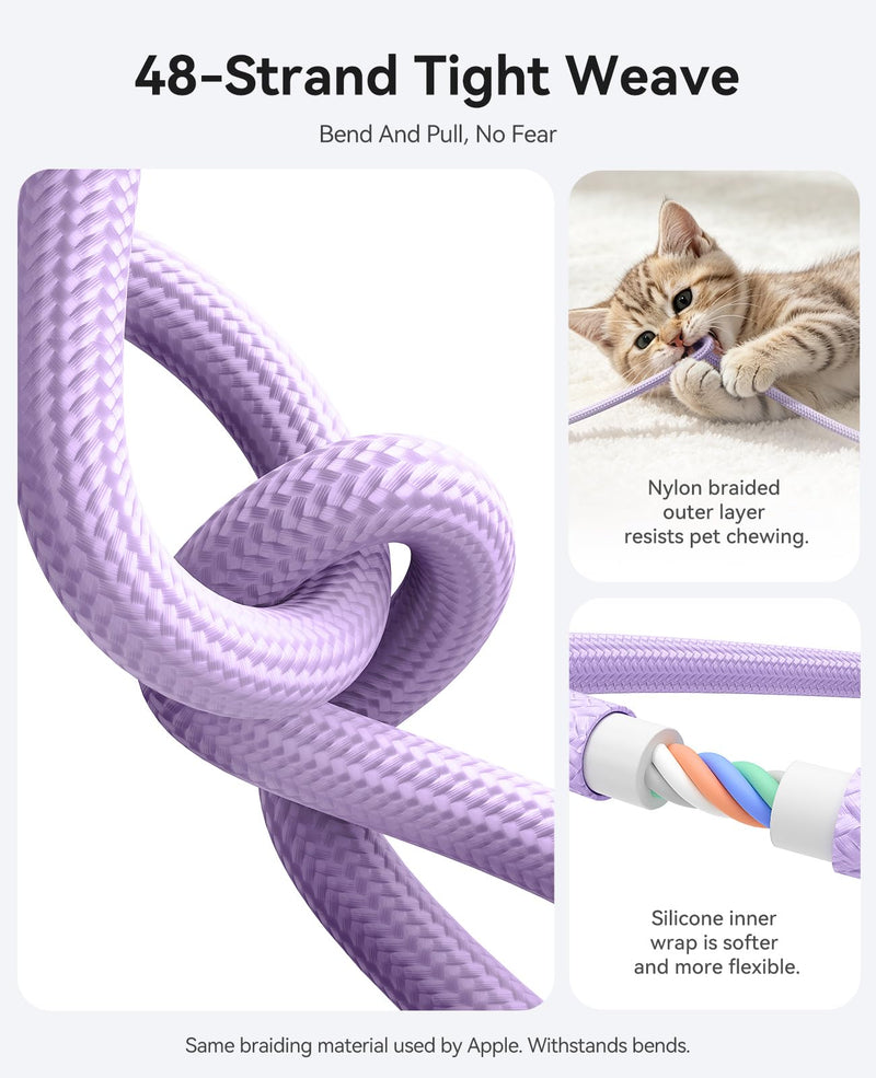 ORICO 240W USB C to USB C Cable 3.3ft Nylon Braided Fast Charging Cord | PD 3.1 / E-Marker Chip & Matching Cable Organizer, Compatible with MacBook Pro, iPhone 17, Samsung S24, iPad