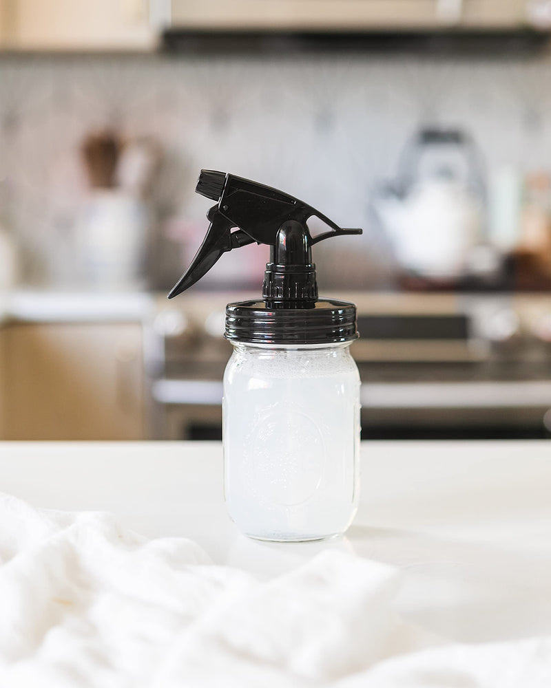 Jarmazing Products Mason Jar Sprayer – Black – With 16 Ounce Ball Mason Jar – 2 Pack! Semi-Opaque Glass
