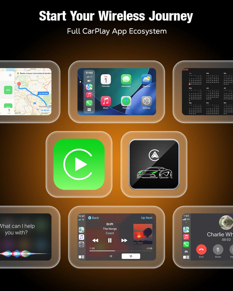 Houflody Wireless CarPlay Adapter for iPhone Apple (Latest Upgraded Chip) | Convert Factory Wired CarPlay to Wireless with Stable, Low Latency, Auto Reconnect, Ultra-Compact Design & Plug-and-Play