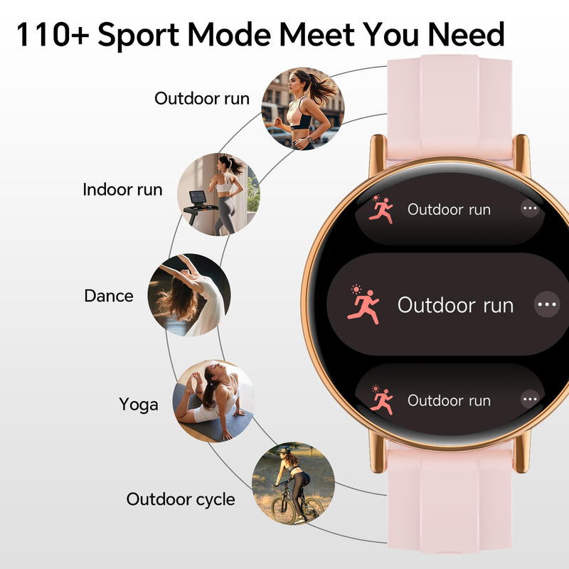 Smart Watch for Women,1.57" Touch Screen Smartwatch for iPhone& Samsung& Android,Answer/Make Call,Fitness Tracker with Heart Rate/SpO2/Sleep Monitor,IP68 Waterproof,110+ Sports Mode,2 Bands Pink 1.57 inches