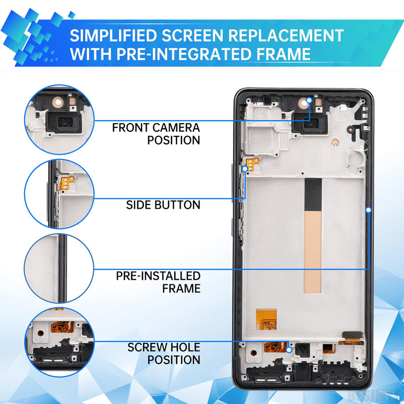 for Samsung Galaxy A53 5G Screen Replacement with Frame LCD Display Touch Digitizer Full Assembly Fix Glass with Repair Tools Kit SM-A536U SM-A536U1