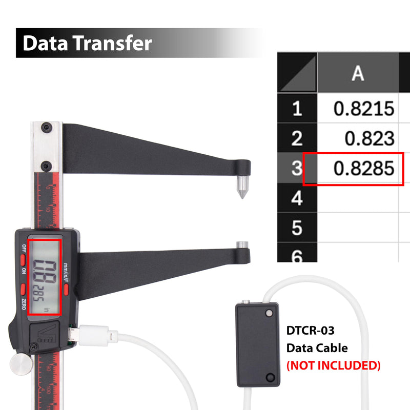 VINCA Digital Rotor Gauge, DRGA-0605 0-6 Inch/150mm, Inch/Metric/Fraction Conversion, Stainless Steel, Large LCD Screen