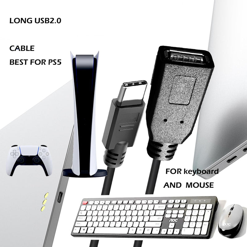 Long USB2.0 A to C Cable 60FT,USB2.0 A Female Cable to USB C Male Cable usb2.0 Data Compatible with Hard Drive, Camera, DVD Player, TV, Flash Light, Hub, Monitor, Speaker, and More