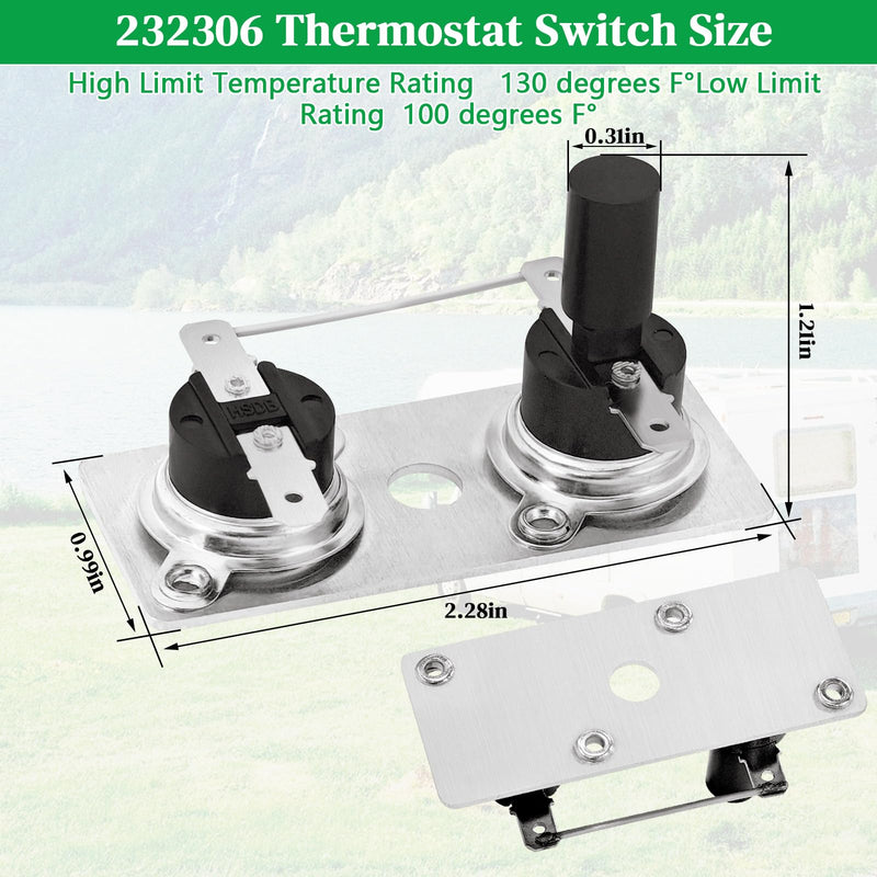 232306 RV Water Heater Thermostat Switch Compatible with Suburban 120V RV Water Heater Parts SW6DE SW6DEL SW10DE SW10DEL SW12DE SW12DEL (1 Pack) 1 Pack