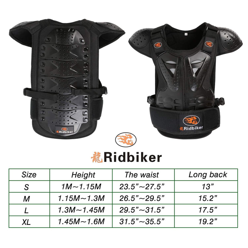 Kids Dirt Bike Gear Chest Protector Motocross Gear Body Armor Vest for Motorcycle Protective Gear Motocross Chest Protector Motorcycle Riding Gear (Black, Medium) Black