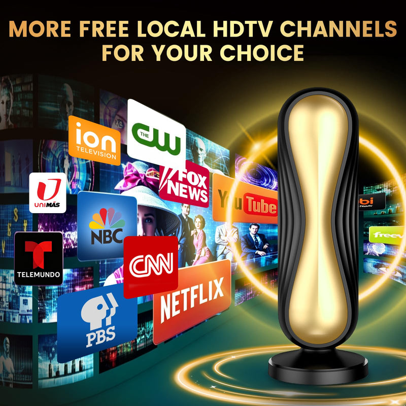 2026 Magnetic Digital TV Antenna, Supports 4K 8K, Works for All TVs Works | Works with all Smart TVs and digital devices, stable signal for clear HD channels, and easy setup. Gold