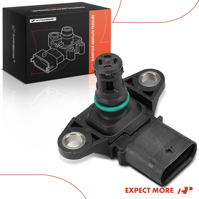 A-Premium Manifold Pressure (MAP) Sensor [4 Pins] Compatible with BMW 320i, 328i, 335i, X5, 528i, 535i, 550i, X3, 428i, 435i, X1, 740i, 750i, 228i, X6, 640i, 650i, X7, X4, 135i, 320i/328i/330i xDrive