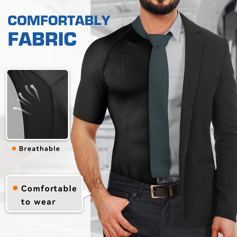 Cimkiz Men's Waist Trainer Sauna Suit Shirt, Gym & Exercise Compression Vest, Sweat-Boosting Workout Top Blue X-Large