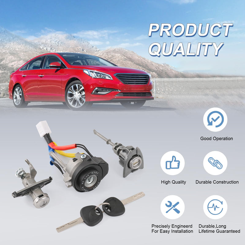Full Lock Cylinder Set Key Ignition Start Barrel Compatible with 2009-2014 Hyundai Sonata 2011-2015 Hyundai Sonata Hybrid Replace# 81970-3SA00, 81250-3SA00 For 2009-2014 Hyundai Sonata