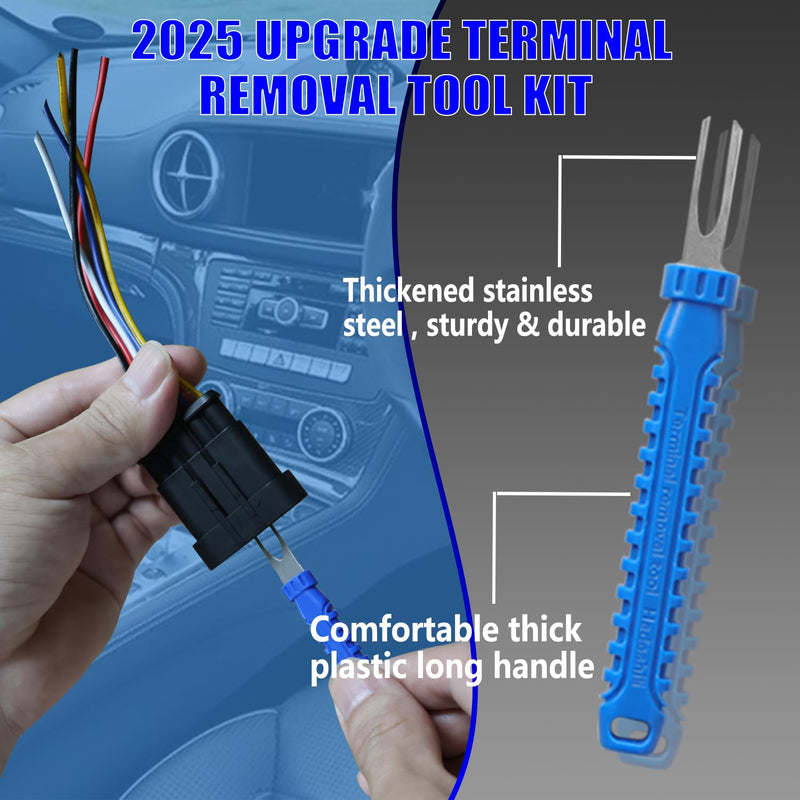 Upgrade Terminal Removal Tool Kit – 31Pcs Electrical Pin Extractor Connector Depinning Tool Set for Automotive, Motorcycle, and Electronics Repair, Blue Standard Storage Case