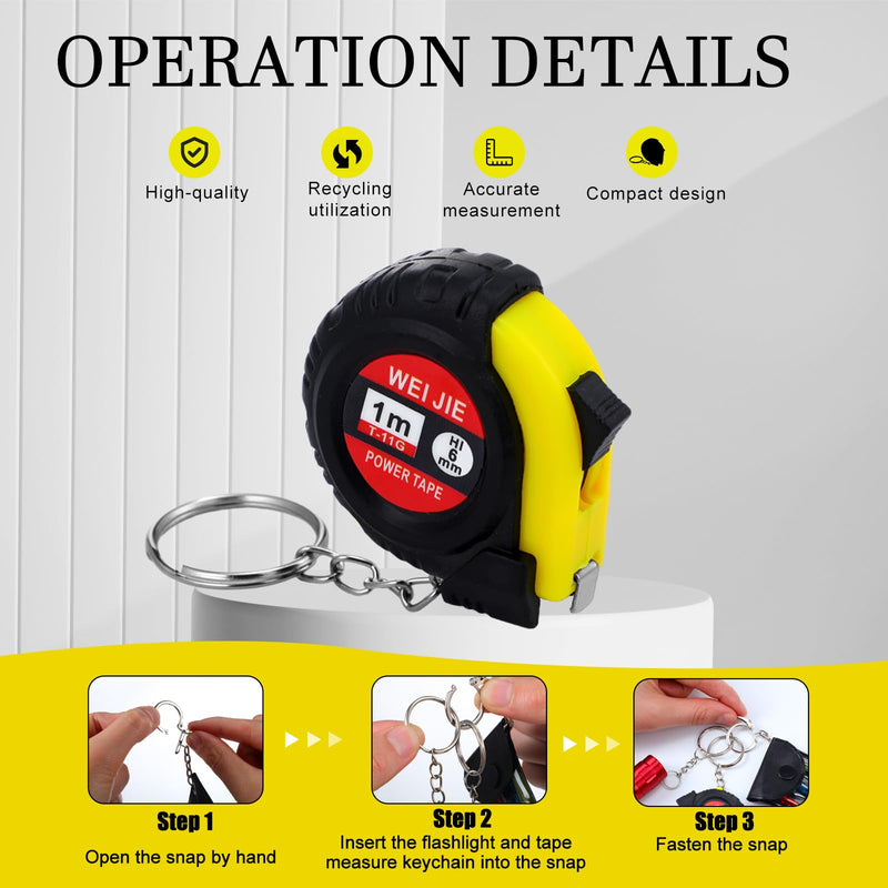 Quelay 36 Pcs Mini Screwdriver Tape Measure Keychains LED Flashlights Keychain Set Adult Pinata Stuffers Father's Day Neighbor Gifts for Men, No Batteries Included