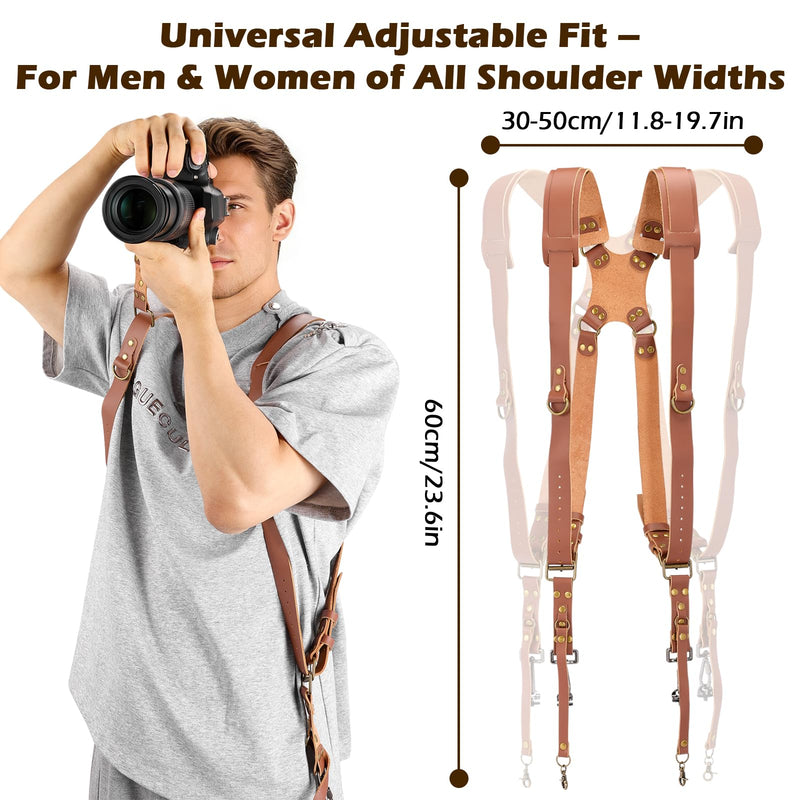 Dual Camera Harness for Photographers, Double Camera Strap for DSLR/SLR | Adjustable Camera Shoulder Strap, Professional Camera Holster for 2 Cameras, Cross-Back Sling for Wedding, Wild