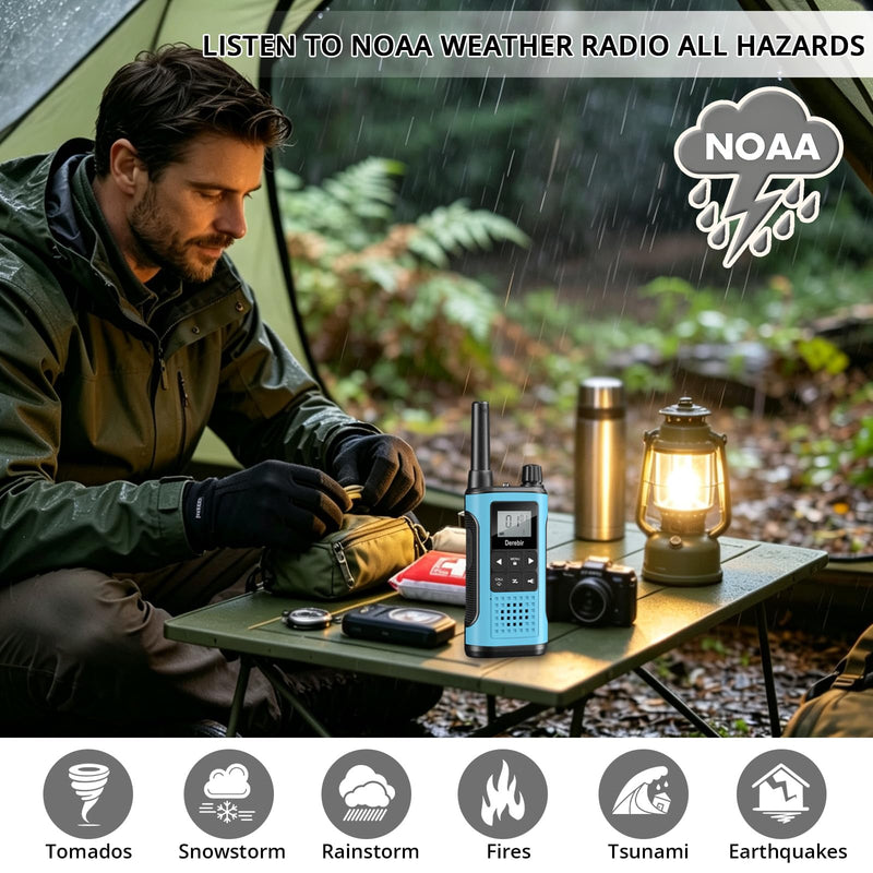 Rechargeable Walkie Talkies for Adults Long Range-4 Pack | 1500mAh Li-ion Battery,22 FRS Channels,NOAA Weather,VOX,LED Flashlight,2 Way Radio Outdoor Cruises Family Hiking Camping Gear Black & Blue & Orange & Yellow 4