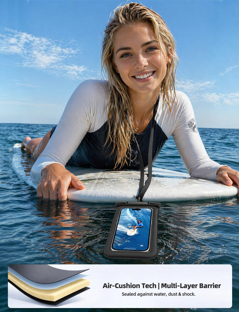 Floating Waterproof Phone Pouch 2 Pack, IP68 Dry bag Case for 6.9" Phones | Waterproof Phone Case,Floats in Water&Touchscreen,Underwater Shooting,Fits iPhone/Samsung,for Snorkeling,Beach,Kayak, Cruise 6.9 inch, 2 Pcs Waterproof Pouch