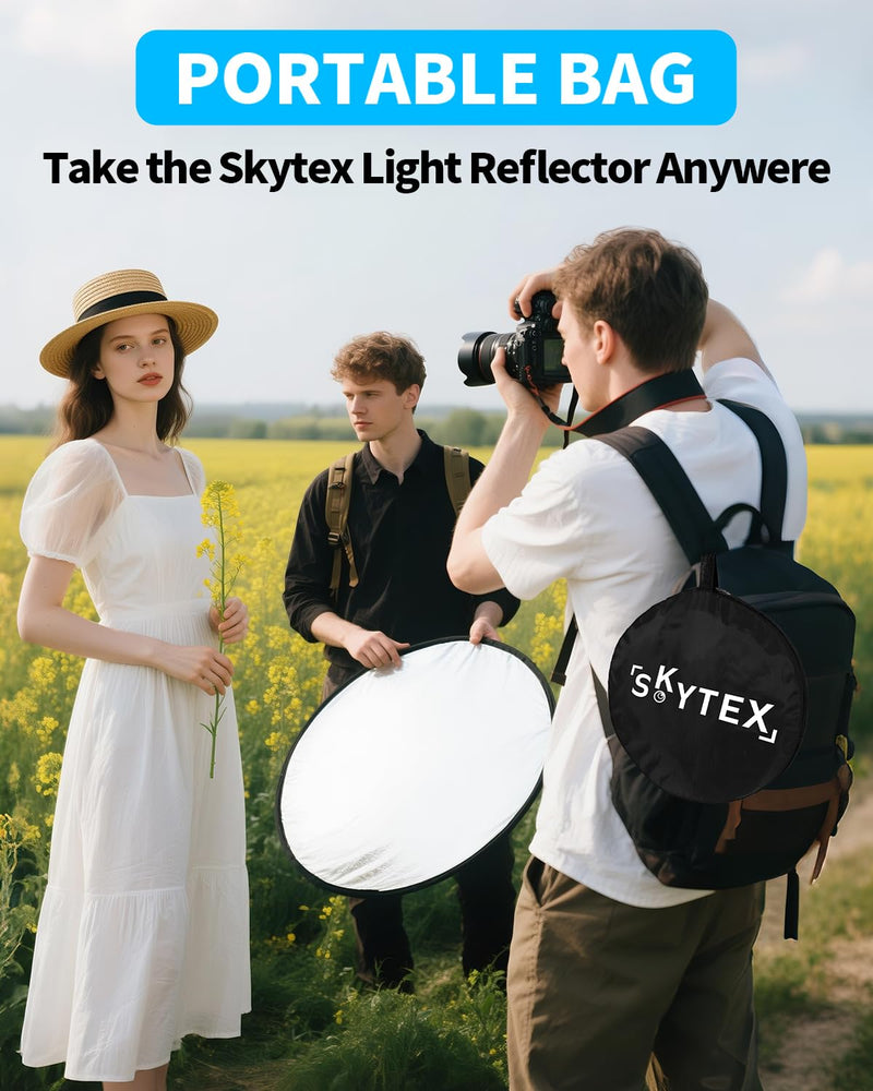 Skytex 32Inch/80CM 5in1 Portable Light Reflector with Bag,Silver/Gold/Translucent/White/Black Light Diffuser Studio Collapsible Reflectors Photography Accessories for Any Photography Situation