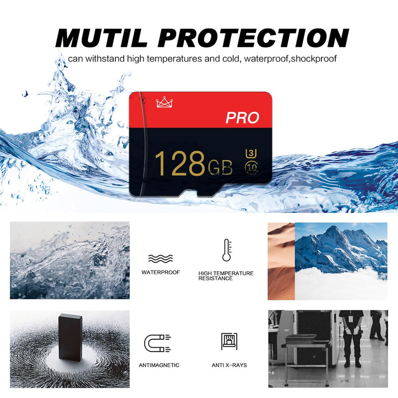2 Pack Micro sd Card 128GB Class 10 with Adapter High Speed Memory Card for Tablet, Drone 128GB-2PACK