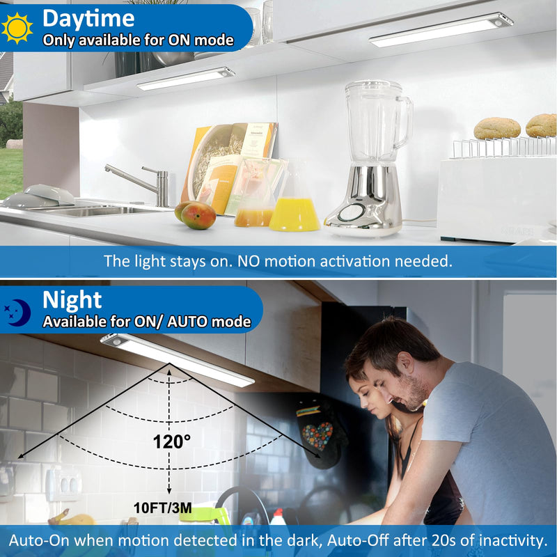 70-LED Motion Sensor Under Cabinet Lighting, 15.9-inch Magnetic Rechargeable Under Counter Closet Lights, Wireless Light Bar, 3-Pack, Cool White 15.9 inch