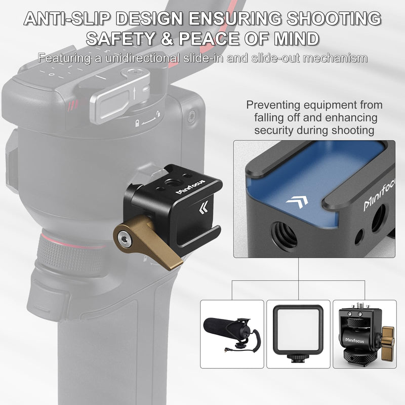 NATO Clamp to Cold Shoe Adapter, Aluminum Alloy Quick Release Rail Lock With 1/4" Threaded ARRI Locating Hole for DJI RS 3 Flash Light Microphone Camera Cage Magic Arm V3505