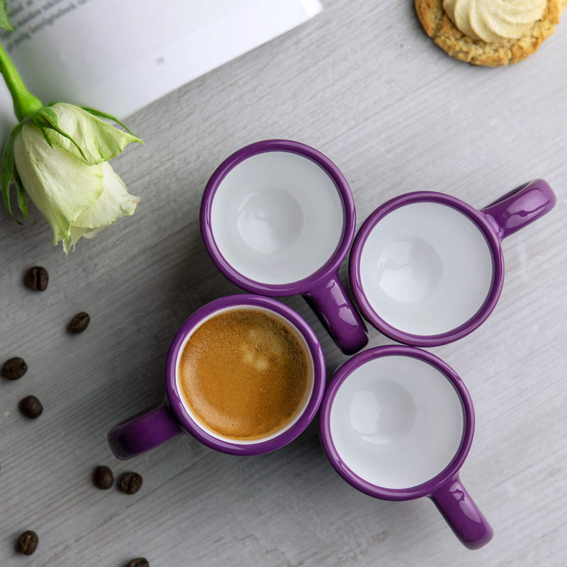 City to Cottage Ceramic Espresso Cups of 4, Small Expresso Shots, Demitasse, Perfect for Espresso Machine, Handcrafted Cups (Purple Polka Dot)