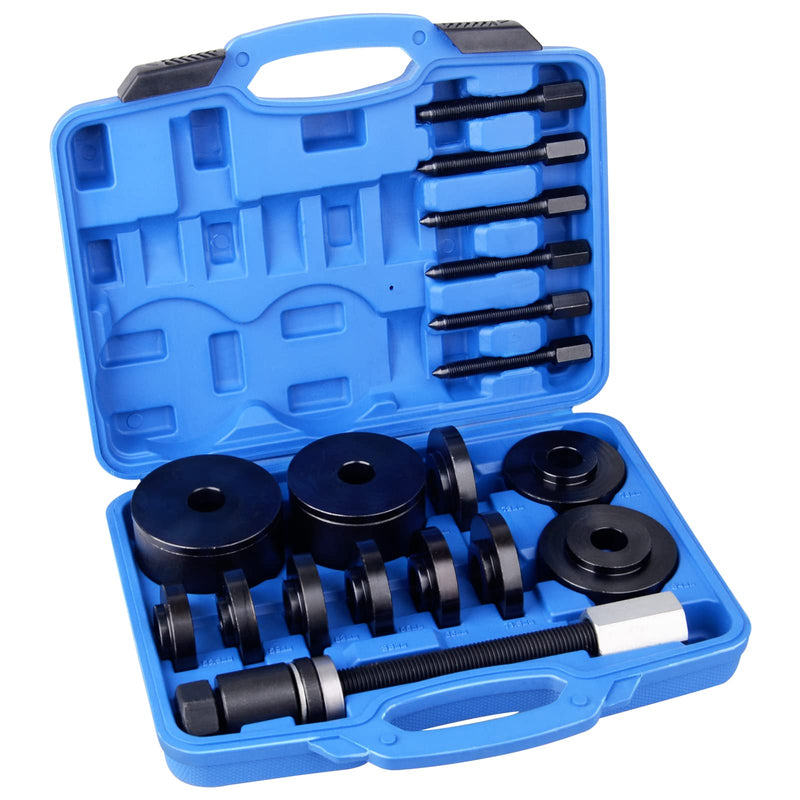 19pcs Front Wheel Drive Bearing Removal Installation Service Tool Kit FWD Bearing Install Master Set Wheel Bearing Removal Kit Blue