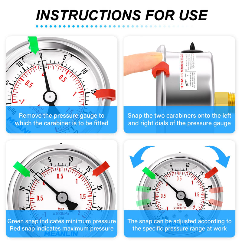 MEANLIN MEASURE -30inHG~30Psi Vacuum Pressure Gauge 1/8" NPT 2.5" FACE DIAL, Stainless Steel Liquid Filled Pressure Gauge WOG Water Oil Air Center Back Mount (with 2PCS Snaps) -15-30Psi Back Mount (1/8NPT)
