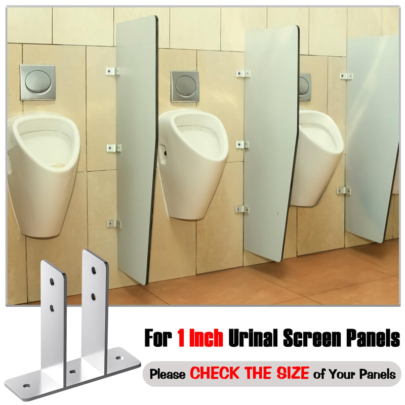 Blulu 4 Pack Urinal Screen Polished Chrome 2-Ear Urinal Screen Brackets for 1 in. Panels with Fasteners Restroom Partition Hardware for New installations or Repairs (1 Inch,Polished Chrome) 1 Inch