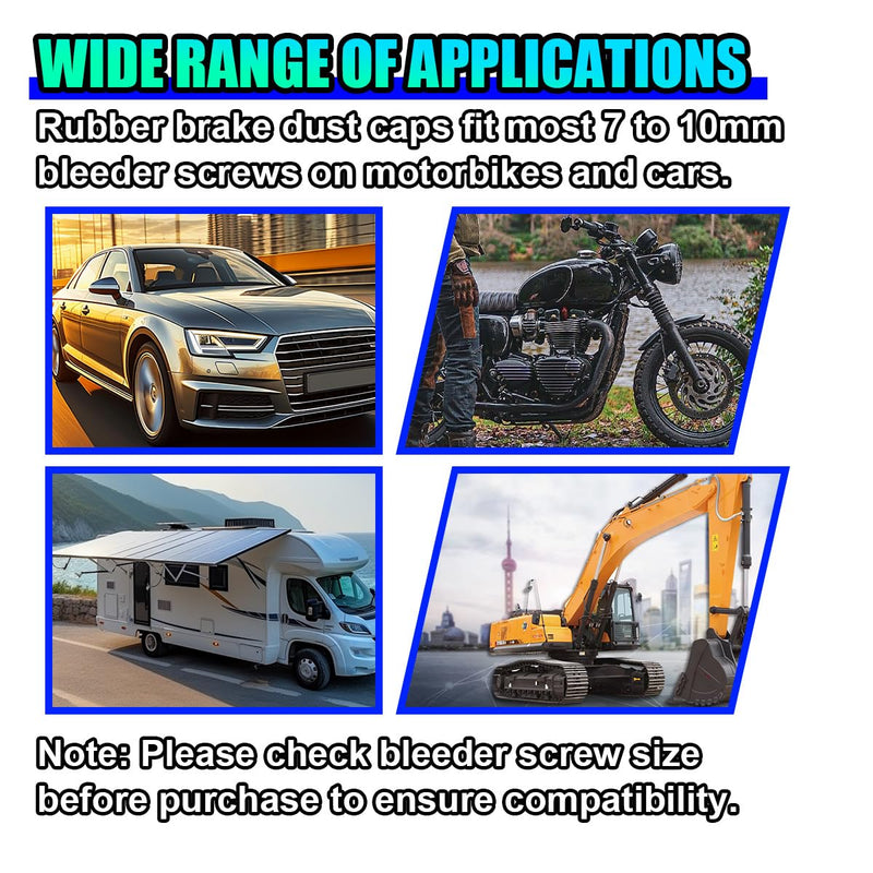 24PCS Brake Bleeder Screw Caps, Vehicle Rubber Grease Fitting Zerk Covers, Automotive Brake Bleeder Nipple Dust Cover Accessories for Motorcycle Bicycle Car 24PCS