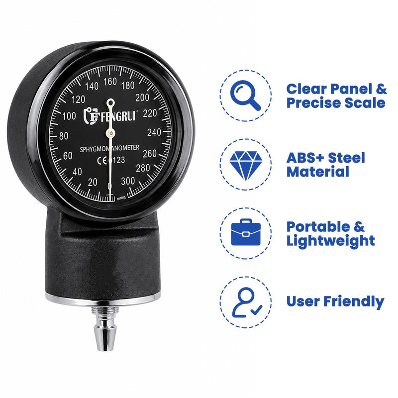 Replacement Aneroid Sphygmomanometer Gauge, Manual Pressure Devices, 1 Pcs (Black-B) Black-b
