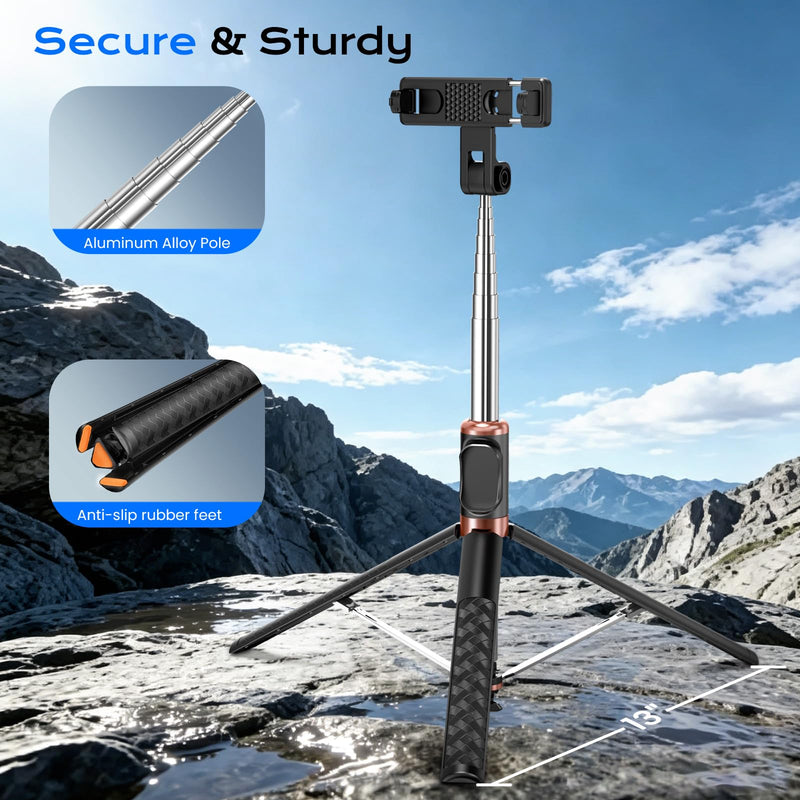 LOXP [Auto Open] Phone Tripod for iPhone, 67" Selfie Stick Tripod | Lightweight Aluminum Phone Tripod Stand with 360° Rotation for Video Recording, Travel, Vlog, Live Stream, without Remote