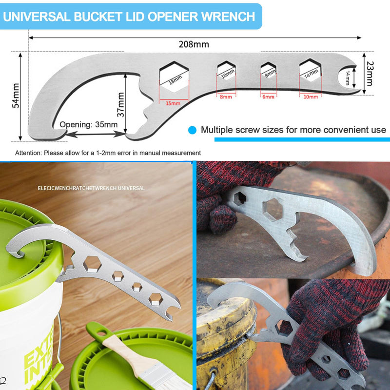 Bucket Opener Paint Can Opener Tool 5 Gallon Lid Opener Remover Wrench Manual Can Opener Spanner for Home Industrial Use Portable Multi-Size Multifunctional Adjustable Wrench 2pcs 2
