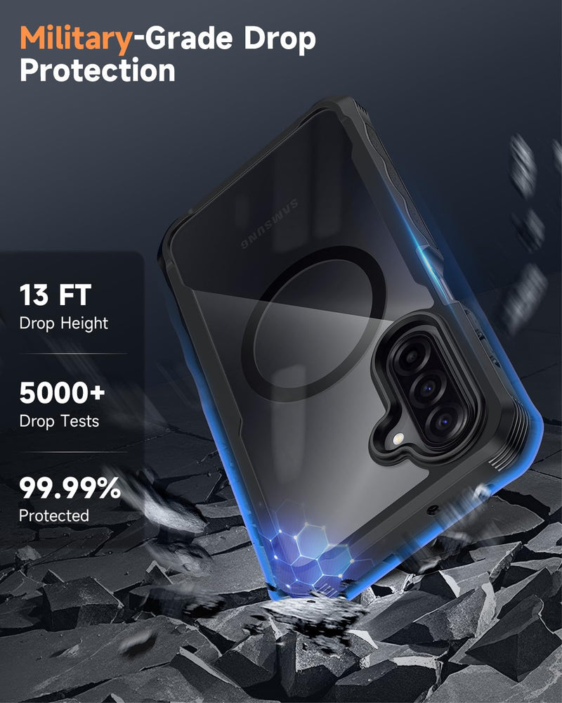 seacosmo for Samsung Galaxy A16 A17 A26 5G Case with Glass Protector Black | Full Body Bumper, Built-in Tempered Glass, Camera Lens Protection, Compatible with MagSafe, Shockproof a17 a16 a26 5g Case Black Clear