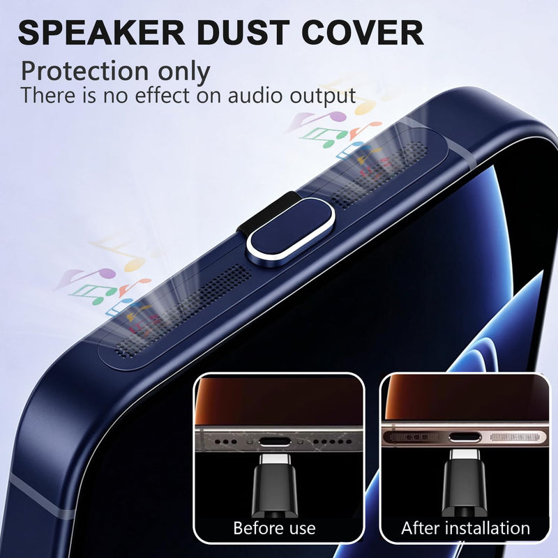 Anti-Lost USB C Port Dust Plug with Speaker Cover for iPhone 17 Pro Max | 6 PACK USB C Dust Plug and Speaker Dust Cover, USB C Charging Port Protector, Compatible with iPhone 17 Pro Max, Dark Blue for 17 Pro Max
