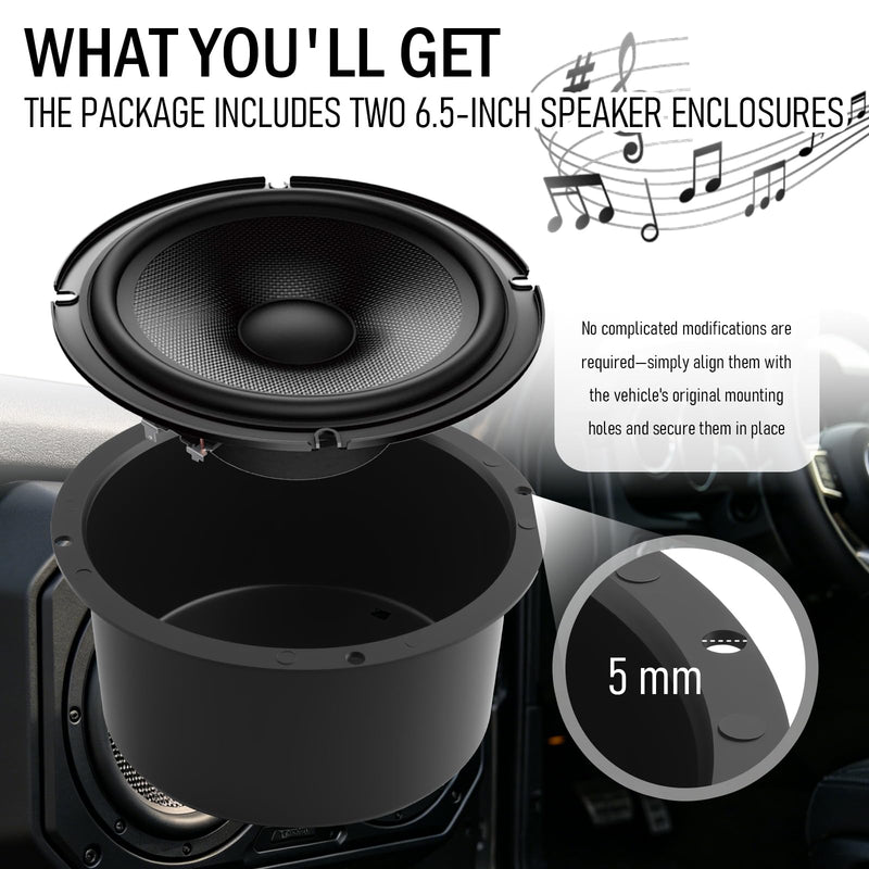 Salior 2PCS 6.5 Speaker Baffle,Durable 6.5 Speaker Pods for Sound Quality Upgrade & Protection,Professional 6.5 Speakers Enclosure Car Accessories for Car Audio Systems