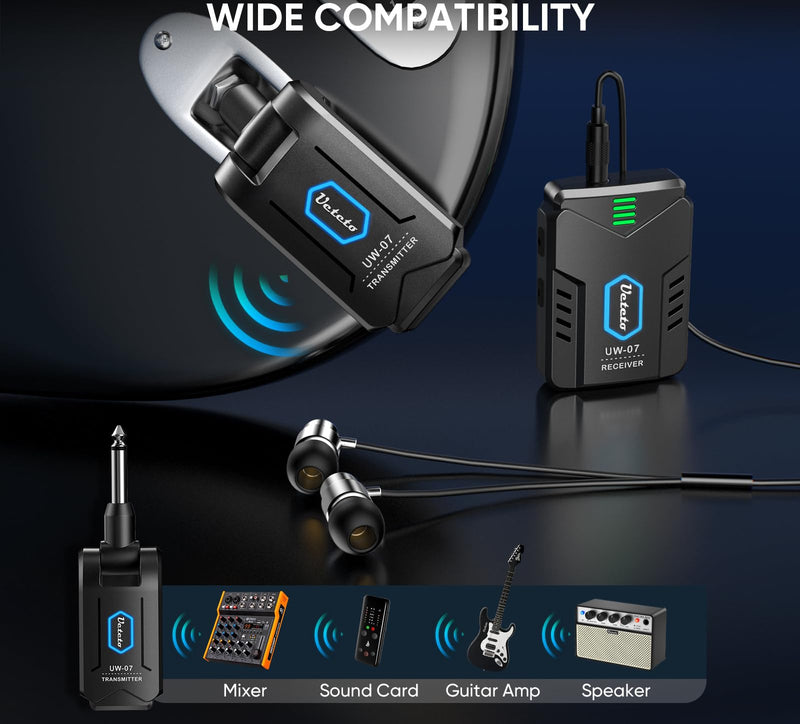 Ueteto Wireless in Ear Monitor System，2.4GHz Mono IEM System with Transmitter Beltpack Receiver, Plug and Play for Musicians， Studio, Band Rehearsal, Live Performance