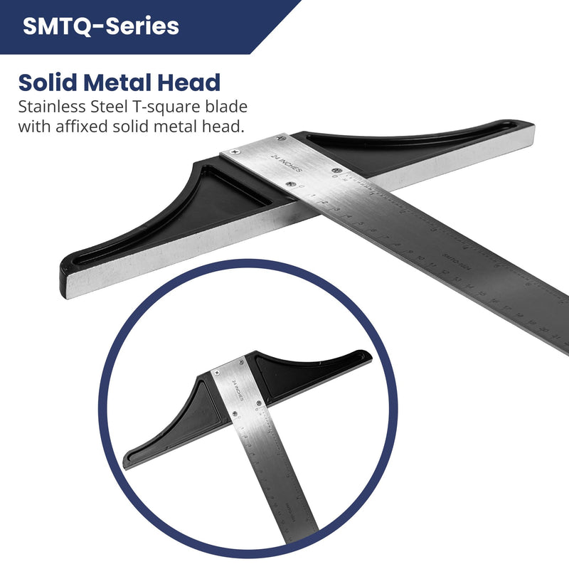 Pacific Arc 24 Inch T Square, Traditional Stainless Steel, Graduated Inch and Metric