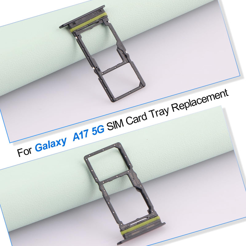 2PCS Sim Card Tray for Samsung Galaxy A17 5G SM-A176 SD Card Tray for Galaxy A17 5G SM-A176B SM-A176U SM-A176E Slot Holder Replacement with Open Eject Pin(Balck)